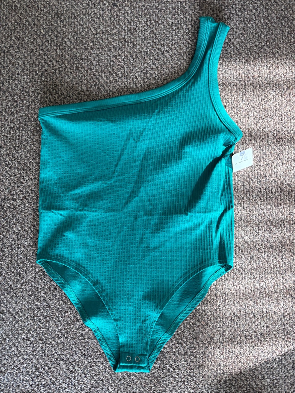 Anthropologie NWT Ribbed One-Shoulder Bodysuit in Teal